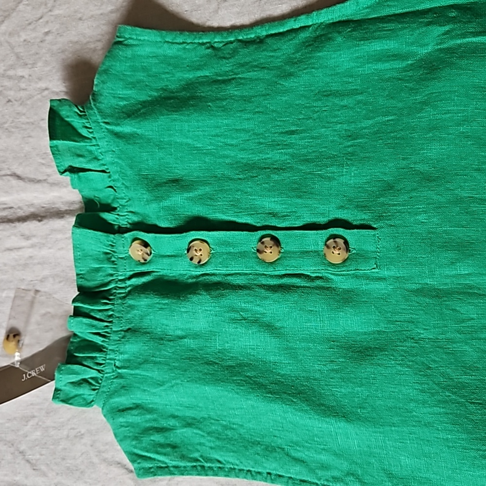 J.crew linen green sleeveless tank top size small - Picture 8 of 12